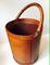 Danish Tanned Leather & Brass Trash Bin from Illums Bolighus, 1950s 3