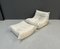 Fauteuil Togo avec Ottomane en Cuir Blanc par Michel Ducaroy pour Ligne Roset, France, Set de 2 6