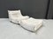Poltrone Togo con poggiapiedi in pelle bianca di Michel Ducaroy per Ligne Roset, Francia, set di 2, Immagine 1