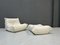 Fauteuil Togo avec Ottomane en Cuir Blanc par Michel Ducaroy pour Ligne Roset, France, Set de 2 7