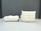 Poltrone Togo con poggiapiedi in pelle bianca di Michel Ducaroy per Ligne Roset, Francia, set di 2, Immagine 13