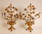 Französischer Kirchenleuchter aus Goldbronze & Messing Weiß Opalglas Blumen, 1890er, 2er Set 5