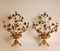 Französischer Kirchenleuchter aus Goldbronze & Messing Weiß Opalglas Blumen, 1890er, 2er Set 11