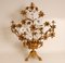 Französischer Kirchenleuchter aus Goldbronze & Messing Weiß Opalglas Blumen, 1890er, 2er Set 2