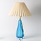 Lámpara de mesa italiana de cristal de Murano azul, años 60, Imagen 3