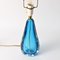 Lámpara de mesa italiana de cristal de Murano azul, años 60, Imagen 10