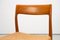 Sillas de comedor modelo 77 de teca con asientos de cuerda de papel de Niels O. Møller para JL Møllers, Dinamarca, 1959. Juego de 4, Imagen 5