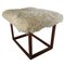 Sgabello Mid-Century moderno in pelle di agnello e teak, Svezia, anni '60, Immagine 3