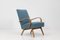 Bentwood Lounge Chair with Blue Fabric from TON, 1960s 3