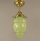 Art Nouveau Viennese Pendant Lamp with Uranium Vaseline Glass Shade, Austria, 1920s, Image 1