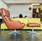 Fauteuil Pivotant et Ottomane Vintage en Cuir et Vinyle Marron Cognac, 1970s, Set de 2 14