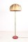 Vintage Copper Floor Lamp with Wooden Shade 1