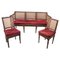 Walnut and Vienna Straw Sofa with Chairs,18th Century, Set of 3, Image 1