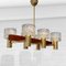 Scandinavian Modern Teak & Glass Chandelier attributed to Hans-Agne Jakobsson for Hans-Agne Jakobsson Ab Markaryd, Sweden, 1950s 1