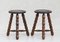 Taburetes trípode franceses de madera, años 50. Juego de 2, Imagen 4