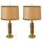 Table Lamps in Parchment Leather and Brass, 1960s, Set of 2 1