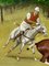 Artista británico, Partido de polo Horse & Riders, Mid-Century, Pintura al óleo, Imagen 3