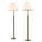 Floor Lamps in Leather and Brass with Original Shades, 1950s, Set of 2 1