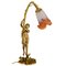 Lámpara Lady modernista de bronce de Ferville Suan para Degué, Francia, década de 1900, Imagen 3