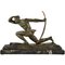 Pierre Le Faguays, Art Deco Sculpture of Athlete with Bow, 1930, Bronze on Marble Base 1
