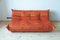 Canapé 3 Places Togo en Velours Orange Ambré par Michel Ducaroy pour Ligne Roset, 1973 1
