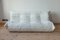 Poltrona Togo in pelle bianca, pouf e divano a tre posti di Michel Ducaroy per Ligne Roset, set di 3, Immagine 1