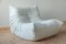 Poltrona Togo in pelle bianca, pouf e divano a tre posti di Michel Ducaroy per Ligne Roset, set di 3, Immagine 10