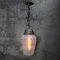 French Art Deco Brass Frosted Cut Glass Pendant Light, 1920s, Image 4