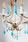 Vintage Italian Chandelier with Blue Glass Droplets, 1950s 8