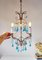 Vintage Italian Chandelier with Blue Glass Droplets, 1950s 3
