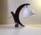 Deutsche Mid-Century Mondsichel Tischlampe aus Eiche & Opalglas, 1950er 1