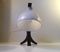 Lámpara de mesa híbrida alemana Mid-Century de vidrio opalino y roble con forma de medias lunas, años 50, Imagen 4
