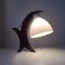 Mid-Century German Moon Hybrid Table Lamp in Oak & Opaline Glass, 1950s, Image 5