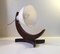 Mid-Century German Moon Hybrid Table Lamp in Oak & Opaline Glass, 1950s 7