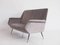 Graues italienisches Samtsofa mit schwarz lackierten Messingfüßen, 1950er 3