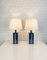Danish Blue Ceramic & Teak Table Lamp from Søholm Stentoj, Denmark, 1960s, Set of 2 12
