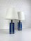 Danish Blue Ceramic & Teak Table Lamp from Søholm Stentoj, Denmark, 1960s, Set of 2 4