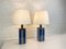Danish Blue Ceramic & Teak Table Lamp from Søholm Stentoj, Denmark, 1960s, Set of 2 3