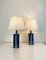 Danish Blue Ceramic & Teak Table Lamp from Søholm Stentoj, Denmark, 1960s, Set of 2 2