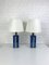 Danish Blue Ceramic & Teak Table Lamp from Søholm Stentoj, Denmark, 1960s, Set of 2 1