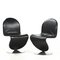 Set of Black Leather Model 1-2-3 Side Chairs by Verner Panton for Fritz Hansen, 1970s 4