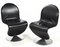 Set of Black Leather Model 1-2-3 Side Chairs by Verner Panton for Fritz Hansen, 1970s 1