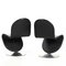 Set of Black Leather Model 1-2-3 Side Chairs by Verner Panton for Fritz Hansen, 1970s 2