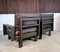 Brutalist Modular Sofa in Wood with Slate Top Side Table, Germany, 1960s, Set of 3 14