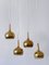 Mid-Century Modern Brass Pendant Lamps attributed to Hans-Agne Jakobsson, Sweden, 1960s, Set of 4, Image 3