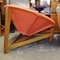 Silla Mid-Century grande de fibra de vidrio con flores / margaritas en rosa y amarillo con trípode de madera, años 60, Imagen 8