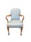 Queen Anne Style Upholstered Armchair with Walnut Gooseneck Armrests, 1890s, Image 3
