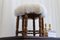 Sechseckiger dänischer Vintage Hocker mit Lammwolle, 1930er 16