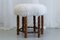 Sechseckiger dänischer Vintage Hocker mit Lammwolle, 1930er 2