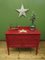 Circus-Themed Painted Red Washstand Cabinet with Star on Top, 1890s 6